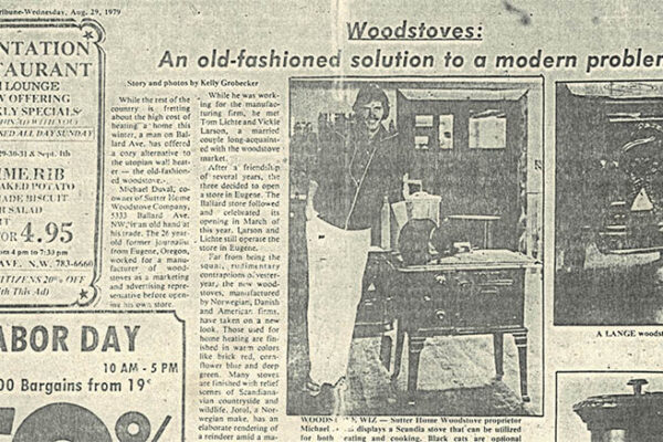 News article about wood stoves from August 1979.