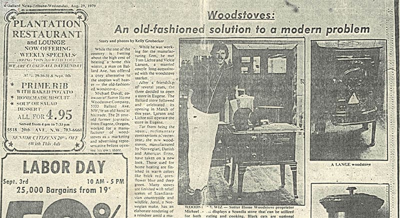 News article about wood stoves from August 1979.