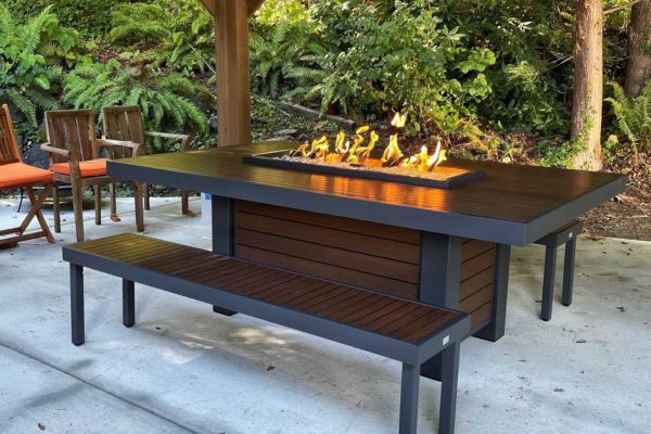 Photo of outdoor, free standing fireplace from Sutter Home and Hearth.
