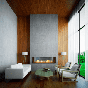 Add style without overwhelming heat with this see thru gas fireplace; ideal as a partition between bedrooms, living rooms, and many other spaces.