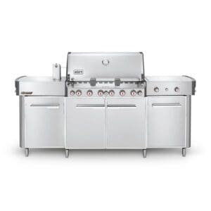 The Weber Summit Grill Center has all the tools an at home chef needs, complete with sear burners, smoker boxes, and a rotisserie system.