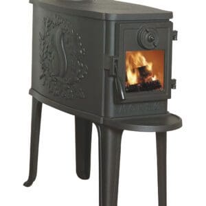The Morso 2B Standard Radiant Wood Stove features a classical "cigar burn" shape. It's best installed in a large open space and can heat up to 1,000 sq ft.