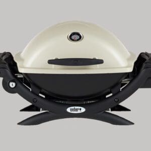 The Weber Q 1200 Portable Gas Grill is the smallest of the Q series while still including shelves and a temperature gauge for an easier grilling experience.