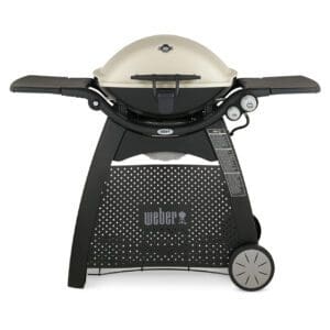 Available in two fuel options, the Q 3200 Weber gas grill comes with a rolling cart for mobility and two stainless burners for a broad temperature range.
