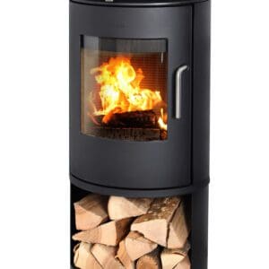 The Morso 6143 Wood Stove with log storage is one of our most popular ones, for it's perfect combination of modern european style and practicality.