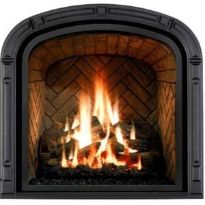 The Greenbriar gas fireplace can go from a roaring log fire to romantic, gentle flames, to glowing embers of a campfire—all with just a touch.