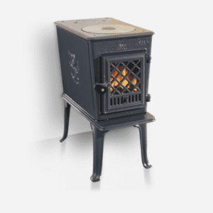 Product image of the Jotul (pronounced yo-tool) F 602 freestanding wood stove with included milled cast iron cook plate
