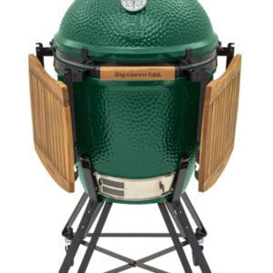 This large ceramic smoker can cook 12 burgers, 8 steaks, or even a 20 lb turkey! The Big Green Egg can grill, smoke, and roast year-round.