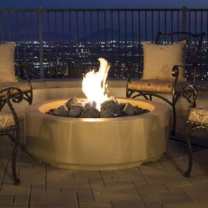 The American Fyre Designs outdoor gas products create an elegant outdoor scene anywhere, with its coveted concrete finish.