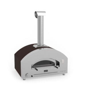 This hybrid pizza oven is ready to use gas or wood as fuel; and the deep, burnished copper outer shell to complement traditional homes in Seattle.