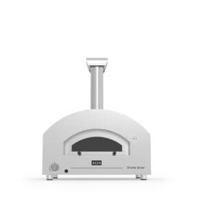 The Stone M pizza oven by ALFA is a hybrid design ready to use gas or wood as fuel. This oven comes in a clean stainless steel design.