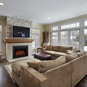 The Modern Flames Redstone Electric Fireplaces are available for both insert and built-in options. Realistic glowing log set and flexible flame control.