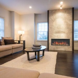 The Modern Flames Landscape Pro Slim Electric Fireplaces offers variety of lengths from 44" to 96" wide, in a single sided style.