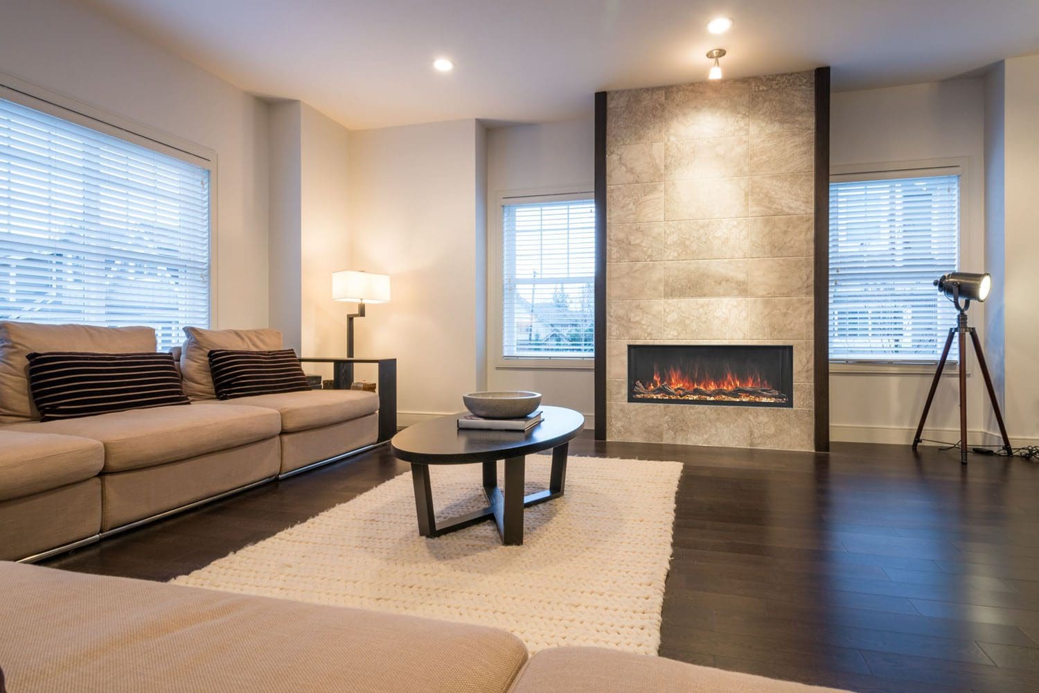 The Modern Flames Landscape Pro Slim Electric Fireplaces offers variety of lengths from 44" to 96" wide, in a single sided style.