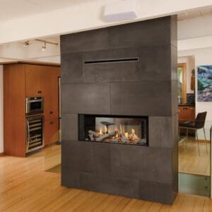 Two sides of the same story, the Valor L1 2-Sided see thru gas fireplace adds elegance and warmth to two rooms within your home.