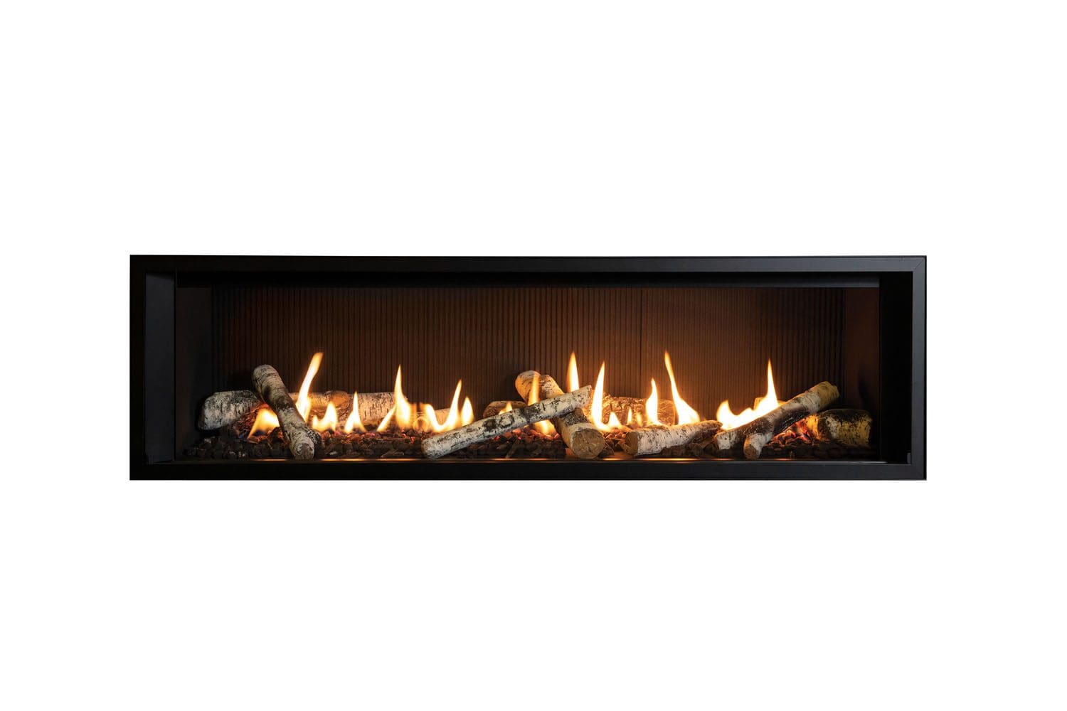 Close up of the Valor L2 linear gas fireplace