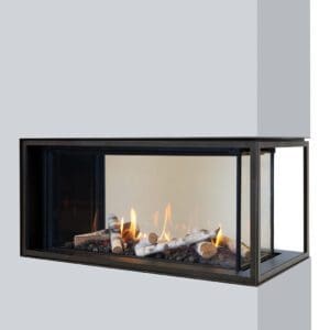 The Valor LX1 Pier gas fireplace makes a beautiful room partition in between any space, creating an unforgettable view of the fire from any angle.