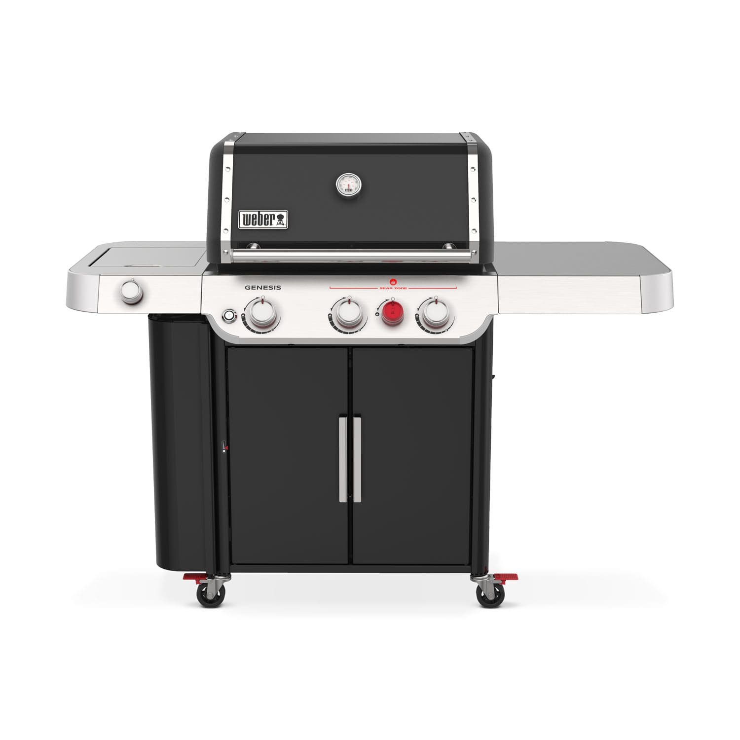 Enhance your at-home grilling with the Weber Genesis gas grill, available at specialty stores like Sutter. This grill includes a sear station burner.