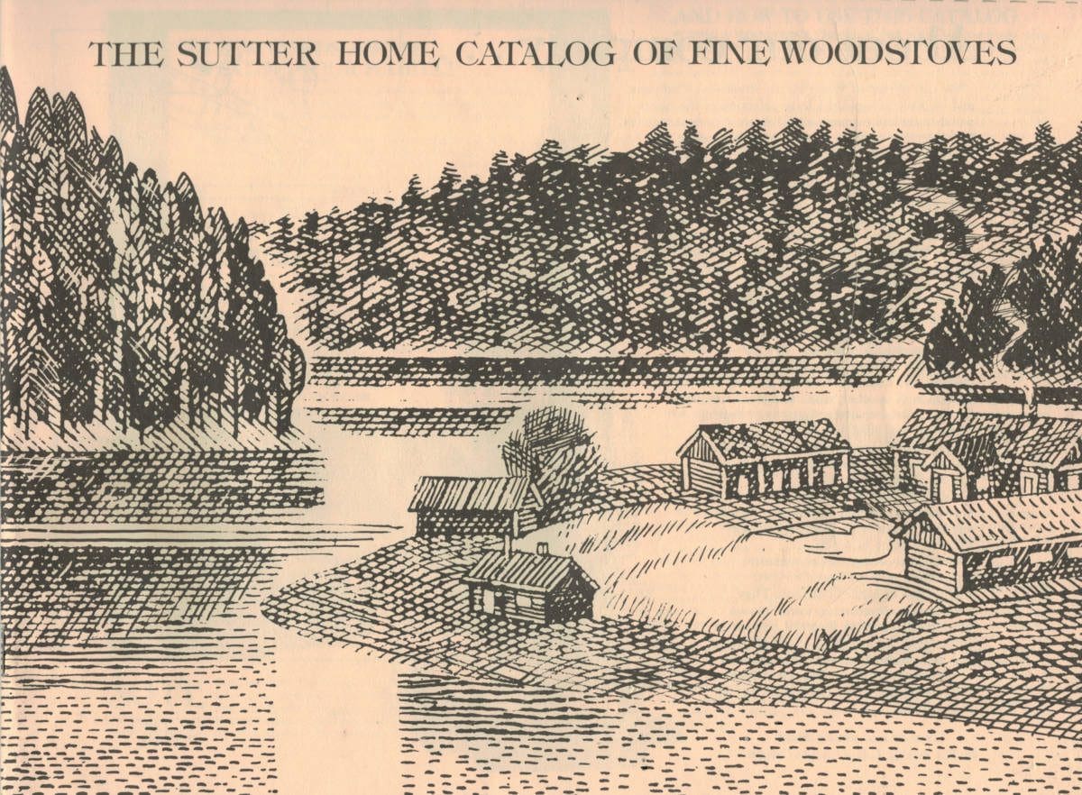 The front cover of the Sutter Home Catalog of Fine Woodstoves