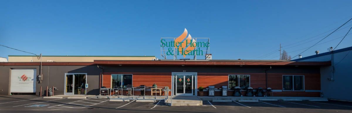 Exterior shot of the store Sutter Home & Hearth located on Leary Way in Seattle, WA.